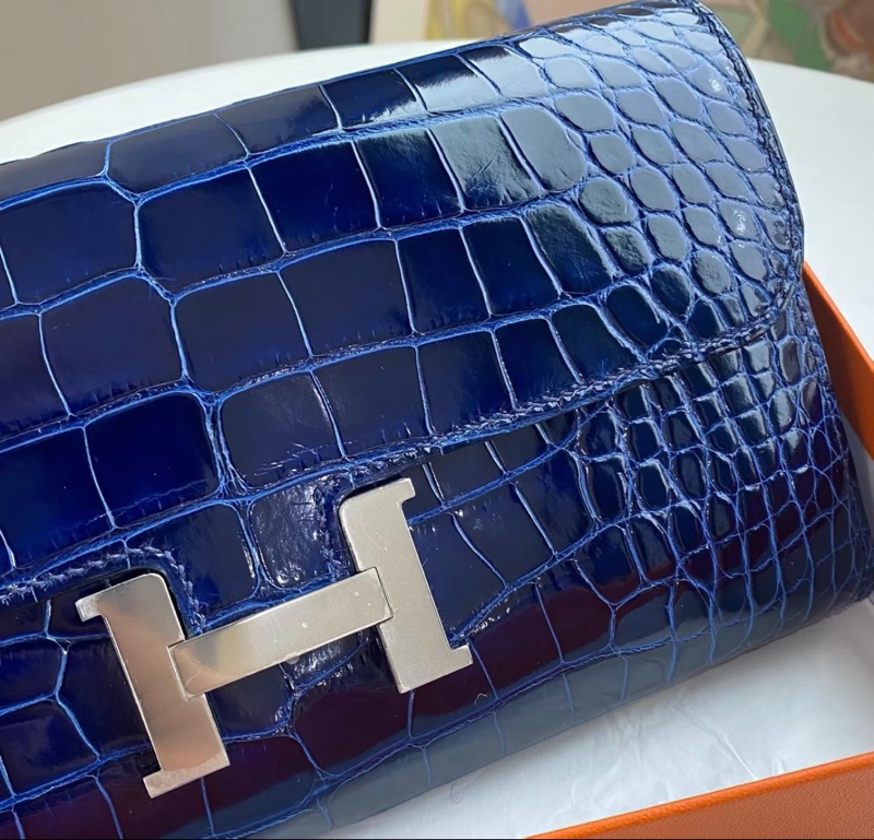 Hermes愛馬仕 Constance togo寶石藍銀扣方塊 U刻-4