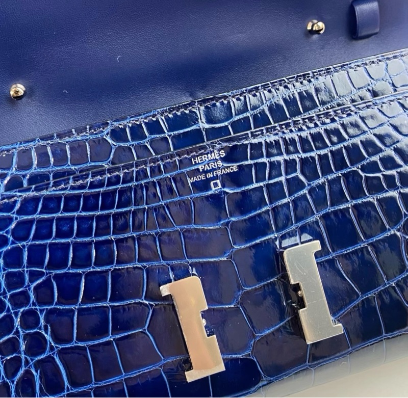 Hermes愛馬仕 Constance togo寶石藍銀扣方塊 U刻-8