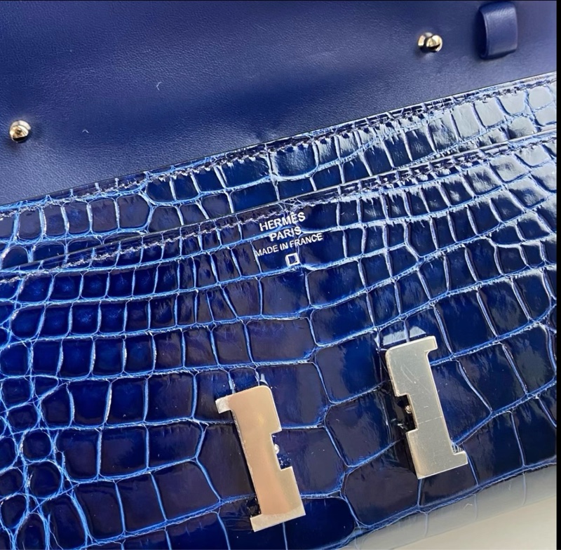 Hermes愛馬仕 Constance togo寶石藍銀扣方塊 U刻-9