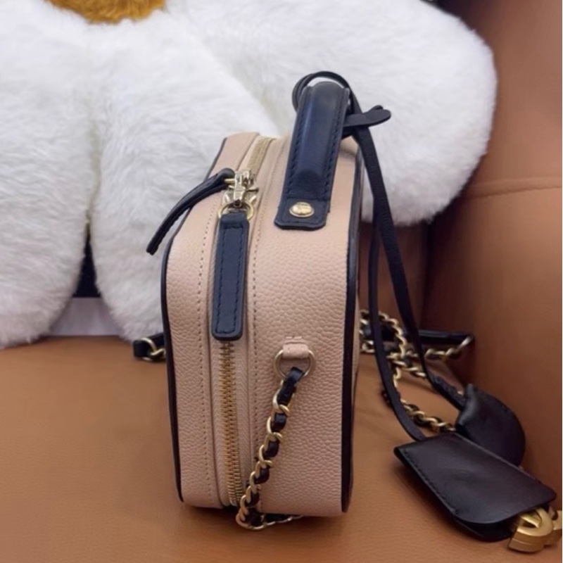 【95新 ✨ 全網最低價！】Chanel香奈兒 Vanity Case相機包 小號米色拼黑色 荔枝皮（下單前先詢問庫存❗️）-4