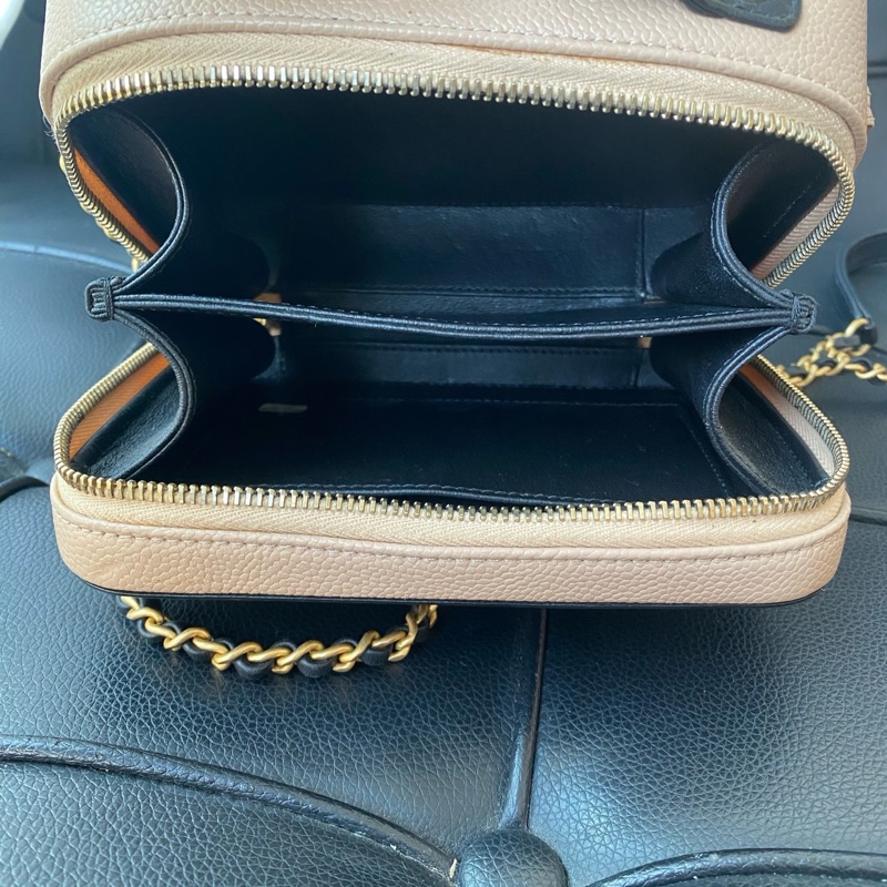 【95新 ✨ 全網最低價！】Chanel香奈兒 Vanity Case相機包 小號米色拼黑色 荔枝皮（下單前先詢問庫存❗️）-4