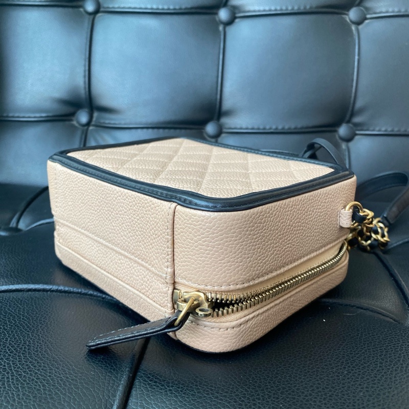 【95新 ✨ 全網最低價！】Chanel香奈兒 Vanity Case相機包 小號米色拼黑色 荔枝皮（下單前先詢問庫存❗️）-7