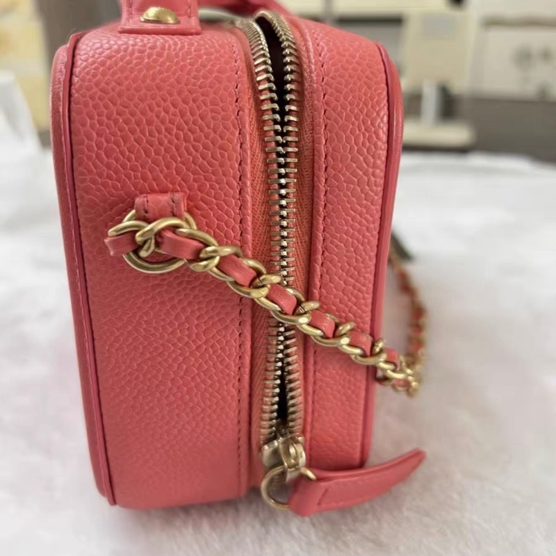 【96新 ✨ 全網最低價！】Chanel香奈兒 Vanity Case相機包 粉色 荔枝皮（下單前先詢問庫存❗️）-4