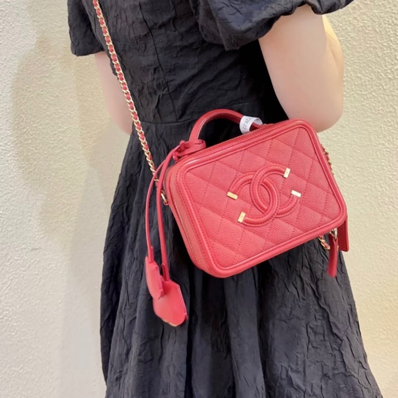 【97新 ✨ 全網最低價！】Chanel香奈兒 Vanity Case相機包 紅色 荔枝皮（下單前先詢問庫存❗️）-0