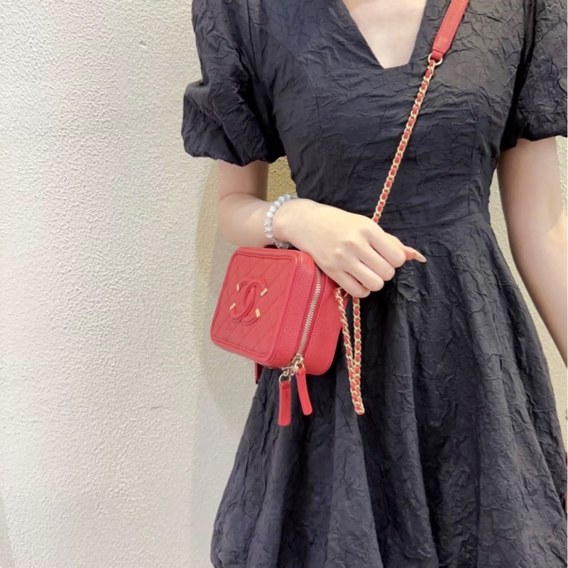 【97新 ✨ 全網最低價!】Chanel香奈兒 Vanity Case相機包 紅色 荔枝皮(下單前先詢問庫存❗️)-1