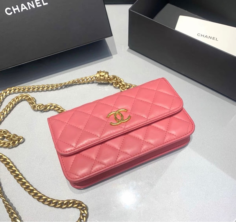 【95新 ✨ 全網最低價！】Chanel香奈兒 晶片款 小金柱羊皮粉色Woc易襯疊衣服（下單前先詢問庫存❗️）-2