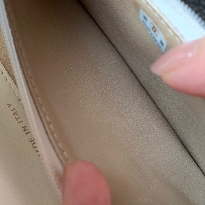 【93新 ✨ 全網最甜價!】Chanel香奈兒 晶片新款 mini woc 菠蘿扣 白金羊皮 橫版手機包 斜挎包(下單前先詢問庫存❗️)-18