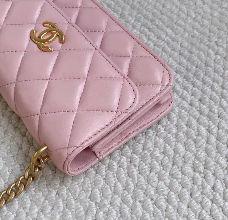 【99新 ✨ 全網最甜價!】Chanel香奈兒 山茶花mini woc鏈條包 櫻花粉 羊皮 (下單前先詢問庫存❗️)-4