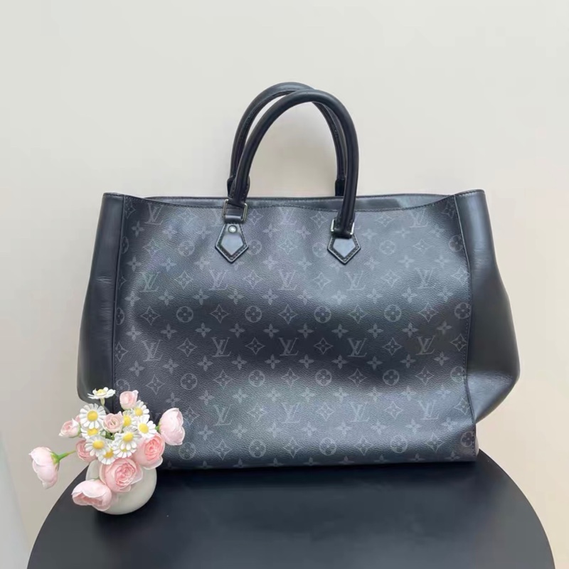 【97新 ✨ 全網最甜價！】LV GRAND SAC 男女通用 黑色老花拼皮tote手提公文包 （下單前先詢問庫存❗️）-3