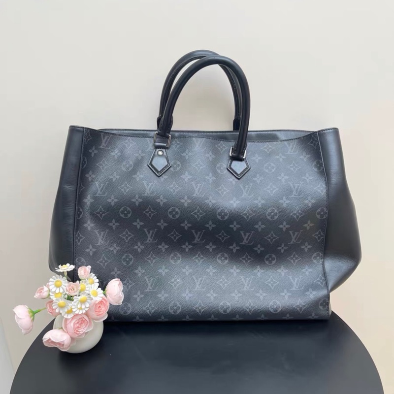 【97新 ✨ 全網最甜價！】LV GRAND SAC 男女通用 黑色老花拼皮tote手提公文包 （下單前先詢問庫存❗️）-4