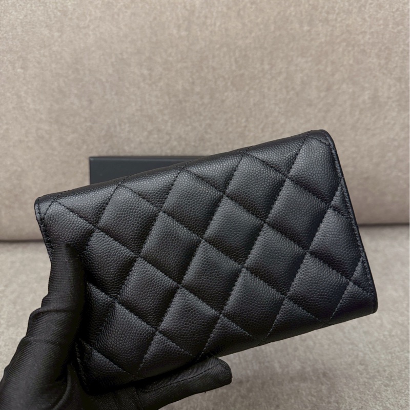 香奈兒黑色荔枝皮中夾-4