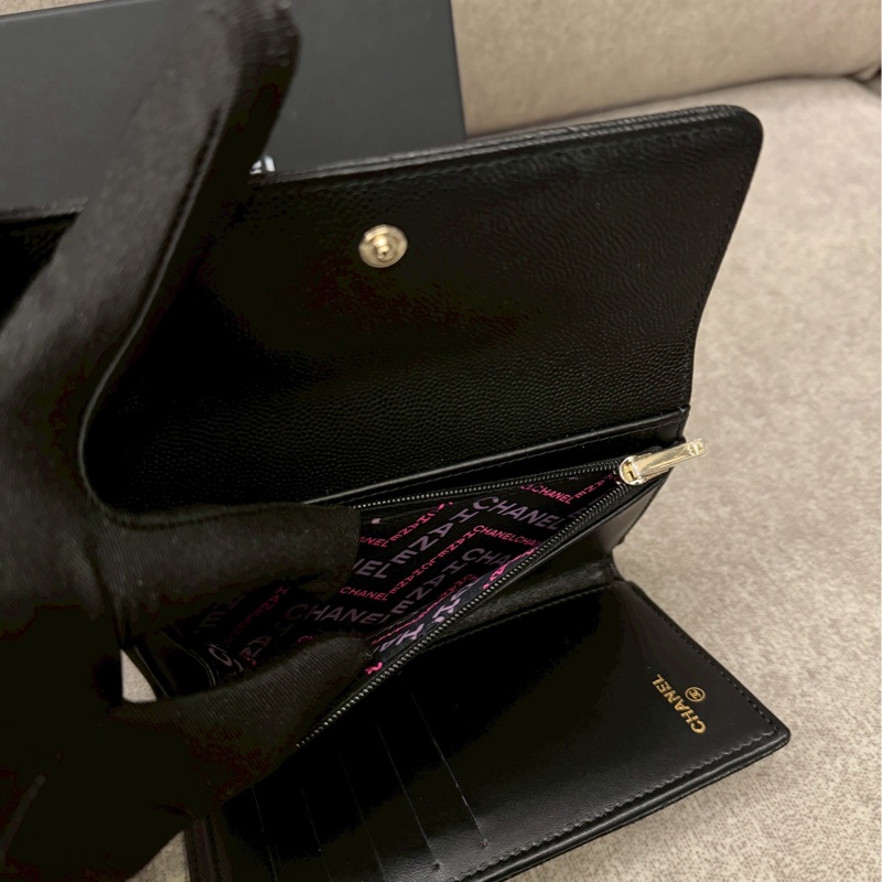 香奈兒黑色荔枝皮中夾-6