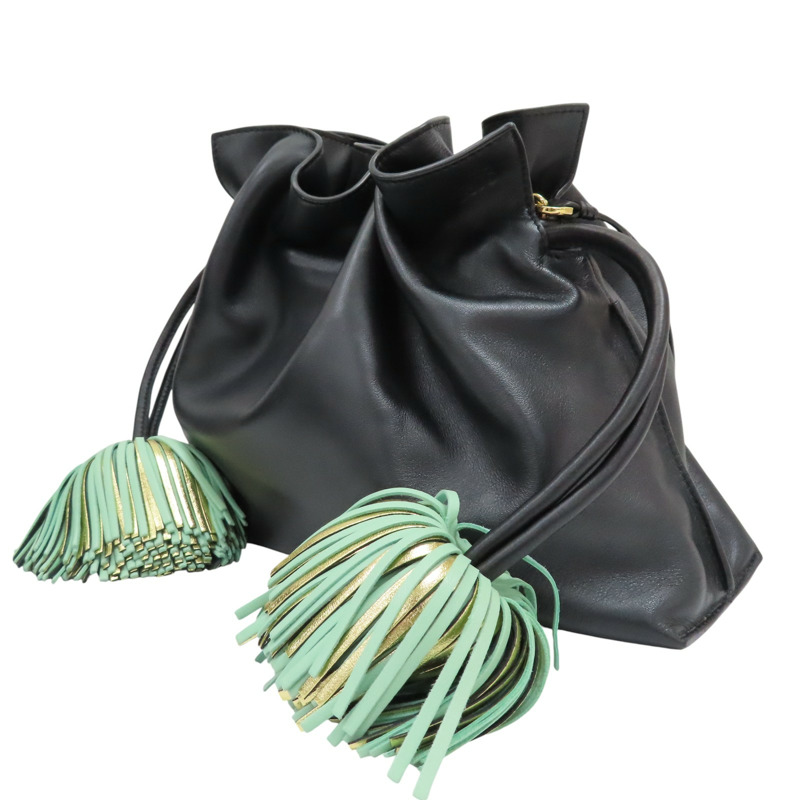 黑色 牛皮 Flamenco Clutch Bell Tassel 肩背包【LOEWE 羅威】 A411FC1X17-2