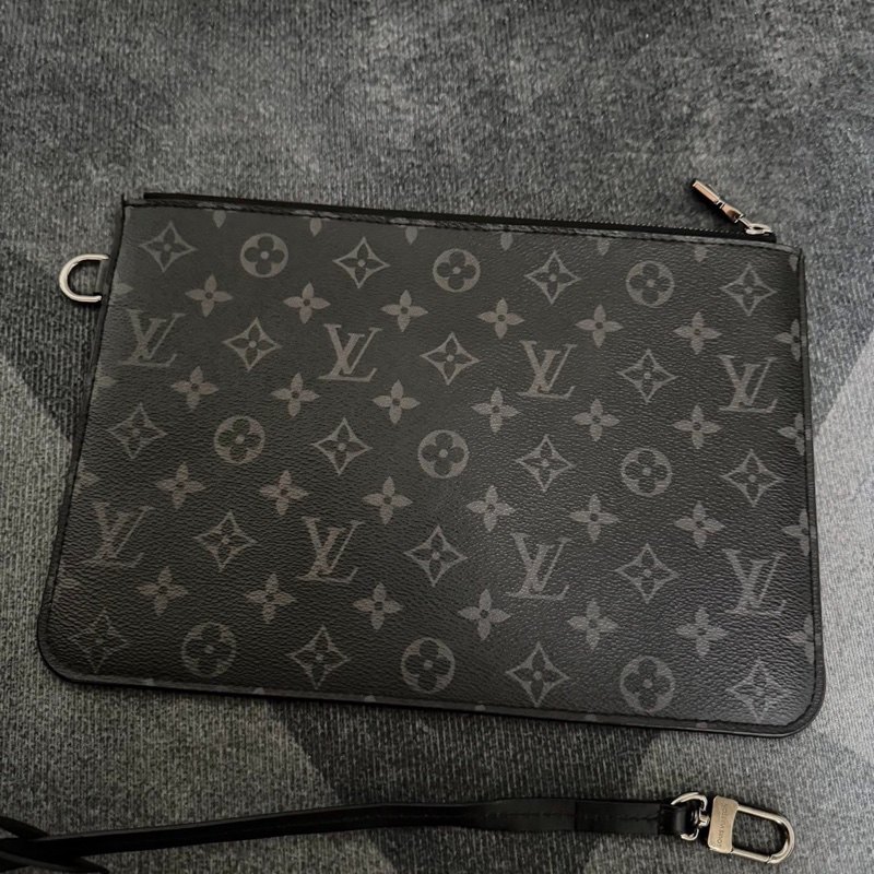 Lv黑花束口抽繩手提/肩背托特包-14