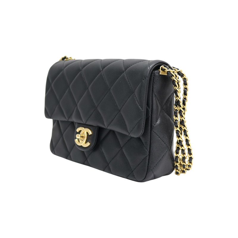 黑色 荔枝紋 牛皮 鍊帶 肩背包【CHANEL 香奈兒】 AS4594B-2