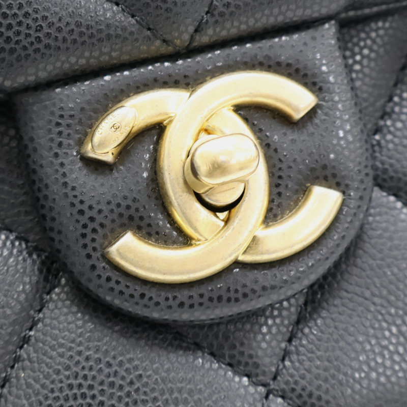 黑色 荔枝紋 牛皮 鍊帶 肩背包【CHANEL 香奈兒】 AS4594B-15