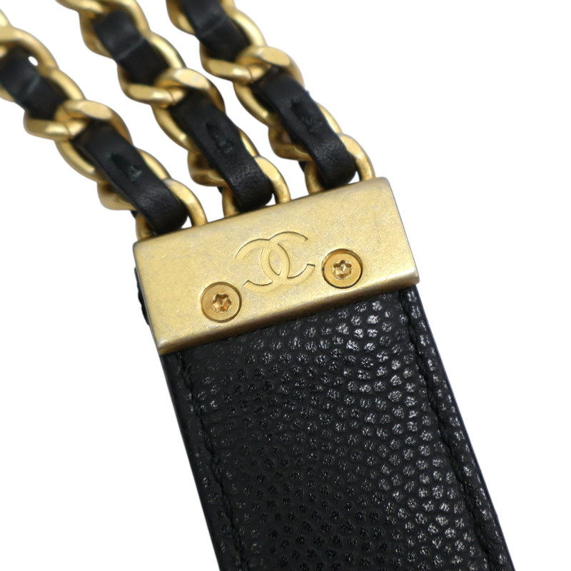 黑色 荔枝紋 牛皮 鍊帶 肩背包【CHANEL 香奈兒】 AS4594B-18