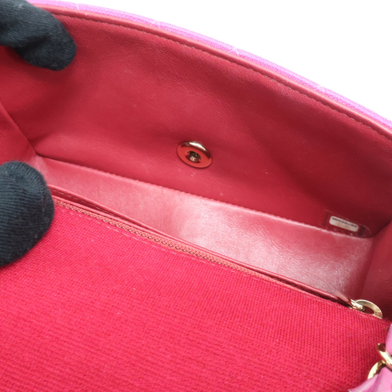 桃紅色 棉布 Mini Classic 20 鏈帶 肩背包【CHANEL 香奈兒】 A69900-7