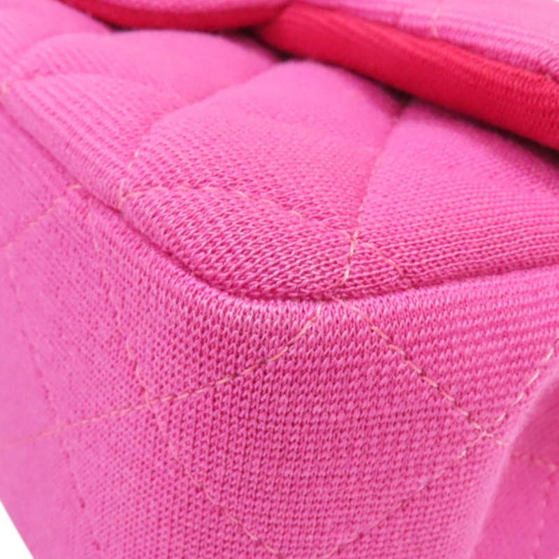 桃紅色 棉布 Mini Classic 20 鏈帶 肩背包【CHANEL 香奈兒】 A69900-12