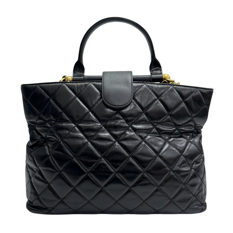 黑色 菱格紋 牛皮 Gold Bar 兩用包 金扣 無卡【CHANEL 香奈兒】-2