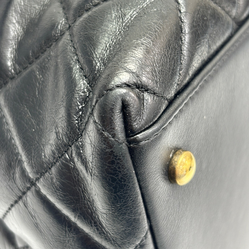 黑色 菱格紋 牛皮 Gold Bar 兩用包 金扣 無卡【CHANEL 香奈兒】-13