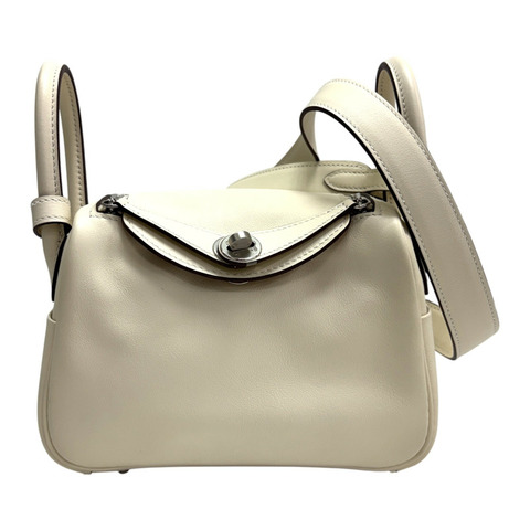 奶油白 芝麻色 Swift牛革 Lindy Mini Verso 肩背包 B刻 銀釦【HERMES 愛馬仕】 H082607CK