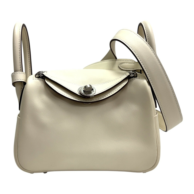 奶油白 芝麻色 Swift牛革 Lindy Mini Verso 肩背包 B刻 銀釦【HERMES 愛馬仕】 H082607CK-0