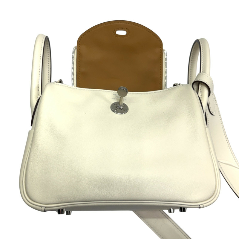 奶油白 芝麻色 Swift牛革 Lindy Mini Verso 肩背包 B刻 銀釦【HERMES 愛馬仕】 H082607CK-4