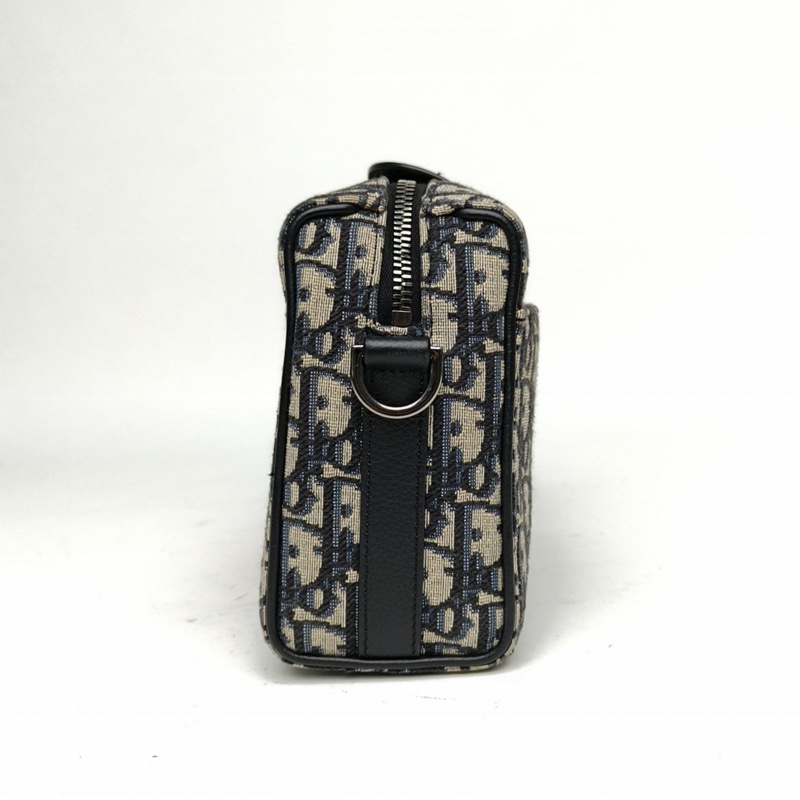 DIOR 墨藍色帆布銀扣2022Lingot小號斜挎包-1