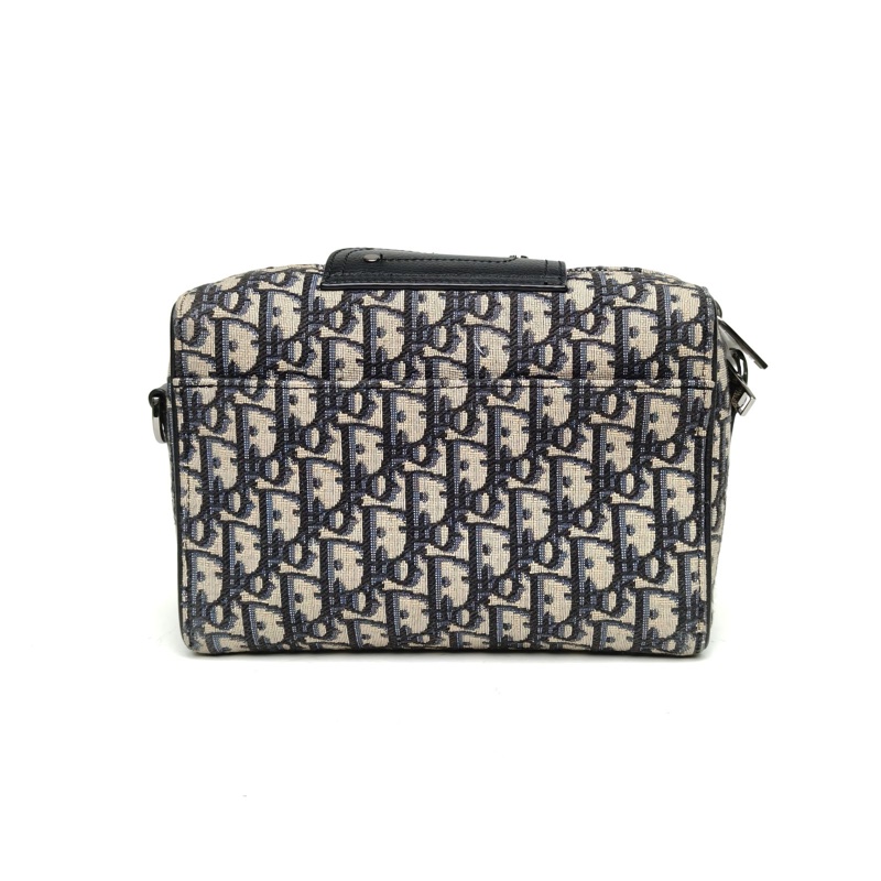 DIOR 墨藍色帆布銀扣2022Lingot小號斜挎包-2