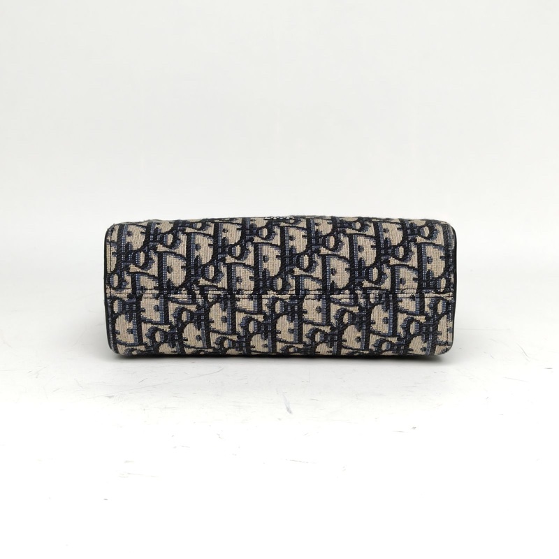 DIOR 墨藍色帆布銀扣2022Lingot小號斜挎包-3