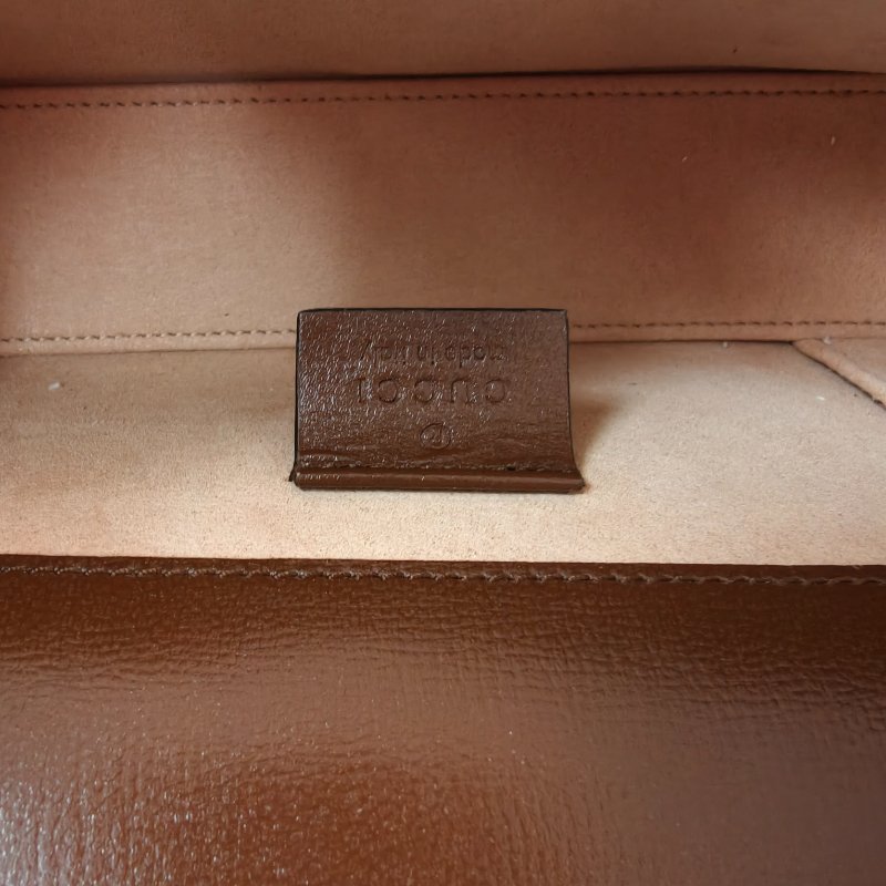 古馳/Gucci Gucci Horsebit 1955系列 米色與烏木色GG Supreme帆布 18公分（寬）x 12公分（高）x 5公分（深） 99新-8