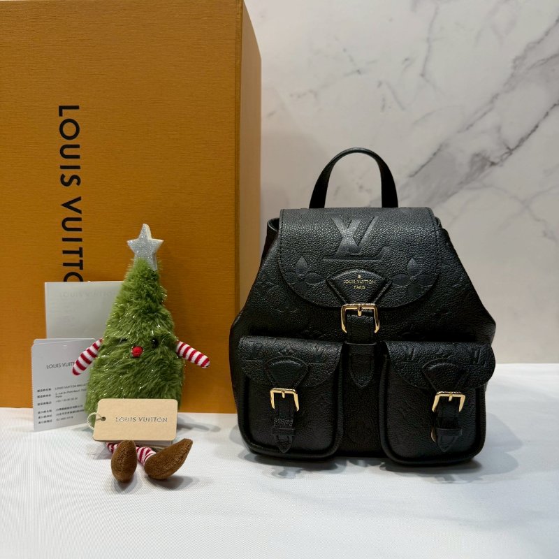 LV Backup黑花壓紋雙肩背包-0