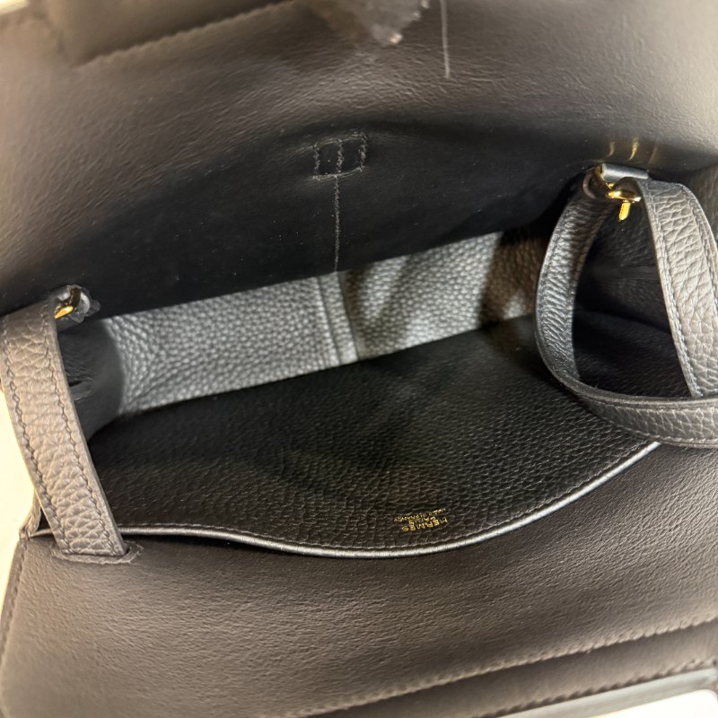 HERMES Halzan 25 - 黑金 W 25 x 17 x 8 cm 近新配件塵袋盒子-8