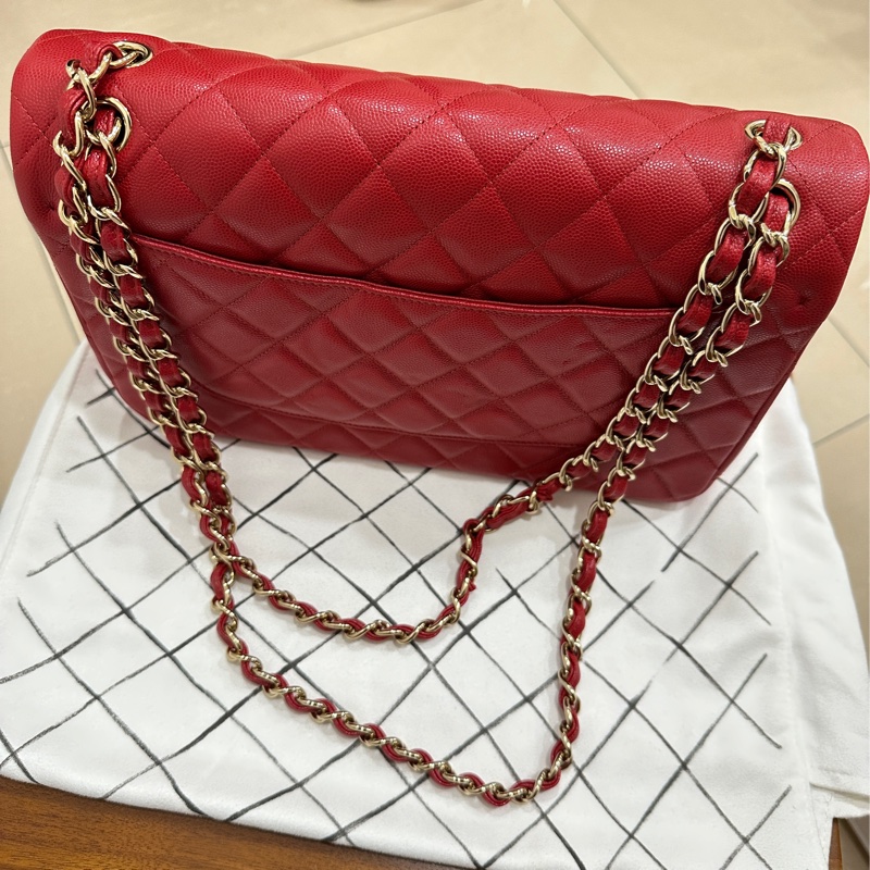 ꧁ Chanel 🖤COCO jumbo手提/肩帶斜背包🤍紅色金扣❤️ ꧂-3