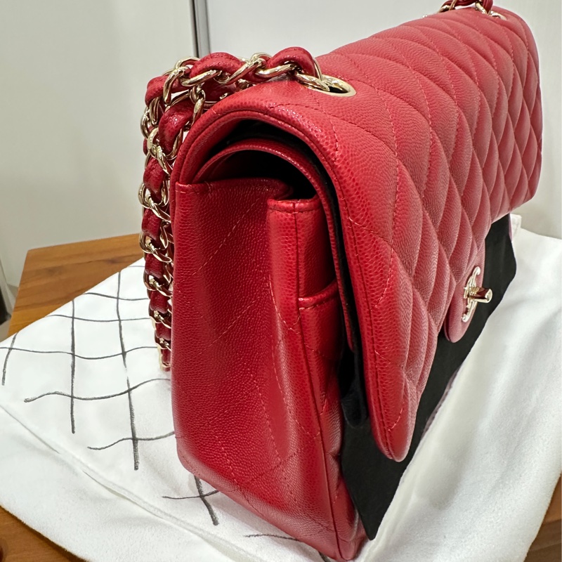 ꧁ Chanel 🖤COCO jumbo手提/肩帶斜背包🤍紅色金扣❤️ ꧂-5