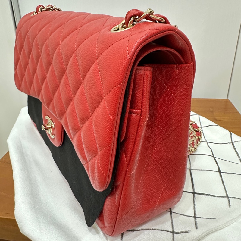 ꧁ Chanel 🖤COCO jumbo手提/肩帶斜背包🤍紅色金扣❤️ ꧂-6