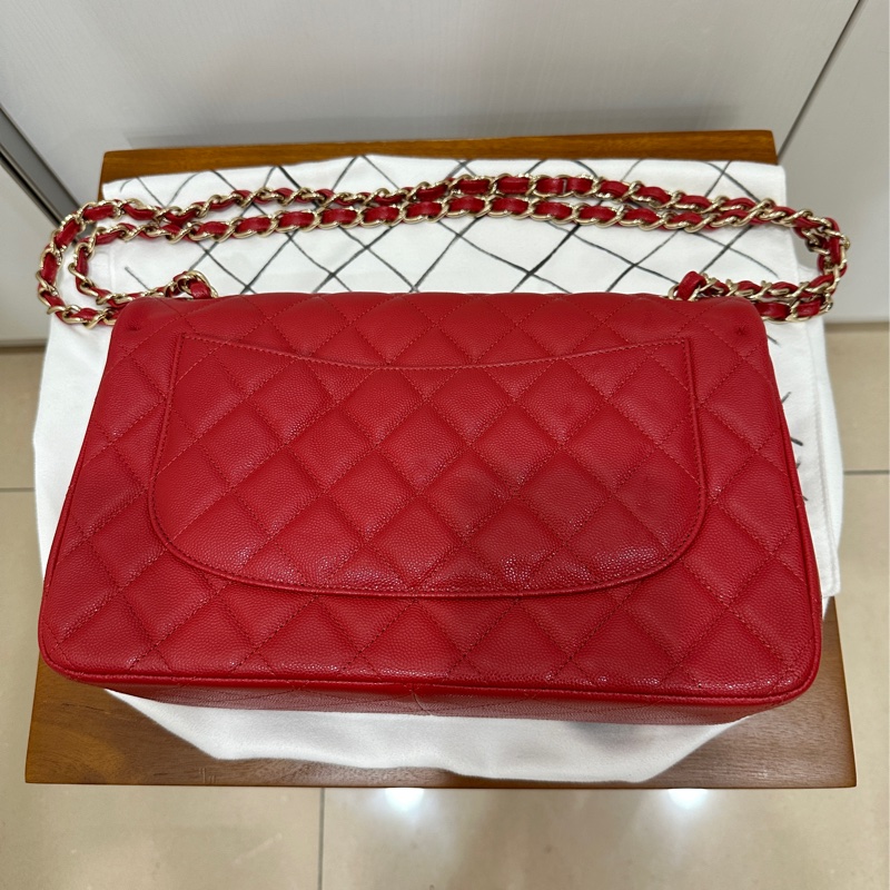 ꧁ Chanel 🖤COCO jumbo手提/肩帶斜背包🤍紅色金扣❤️ ꧂-8