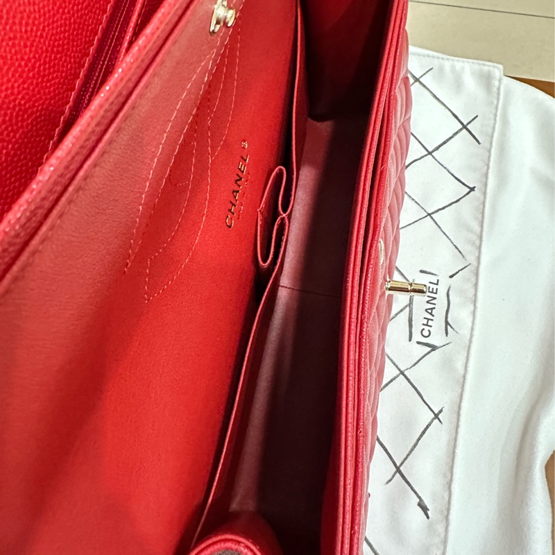 ꧁ Chanel 🖤COCO jumbo手提/肩帶斜背包🤍紅色金扣❤️ ꧂-11