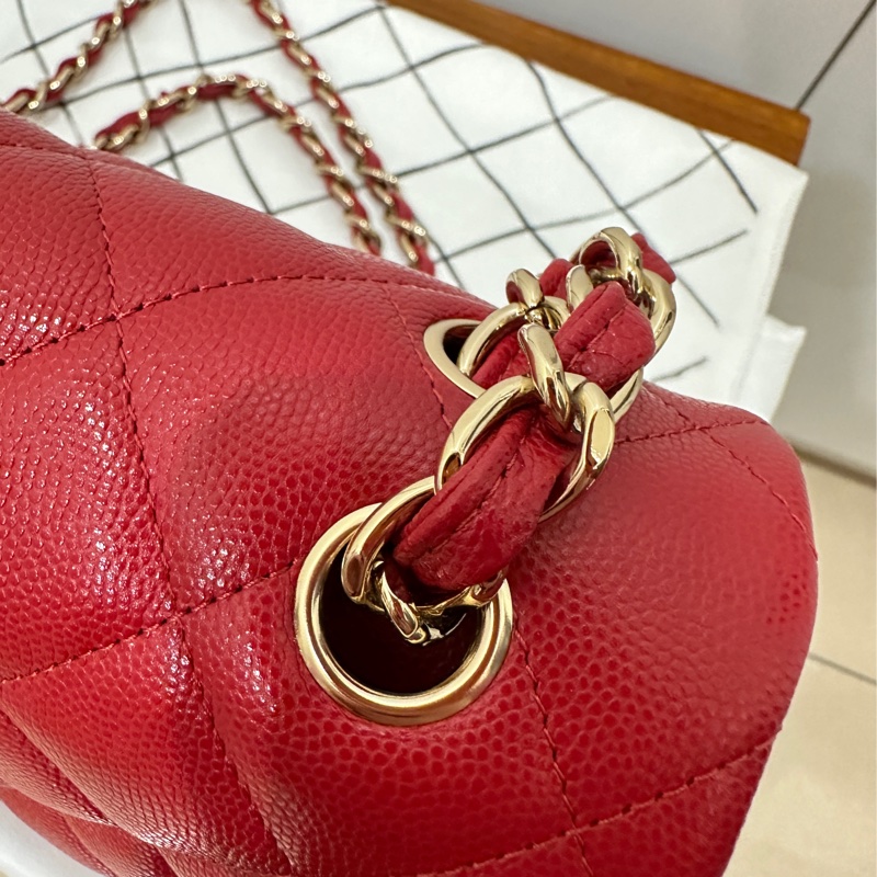 ꧁ Chanel 🖤COCO jumbo手提/肩帶斜背包🤍紅色金扣❤️ ꧂-12