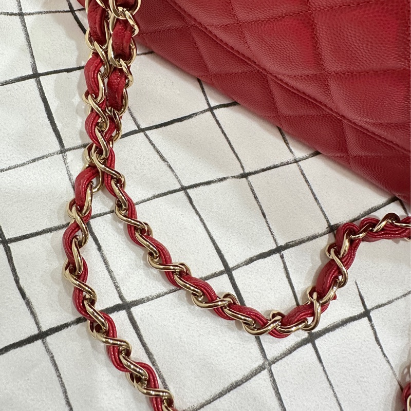 ꧁ Chanel 🖤COCO jumbo手提/肩帶斜背包🤍紅色金扣❤️ ꧂-14