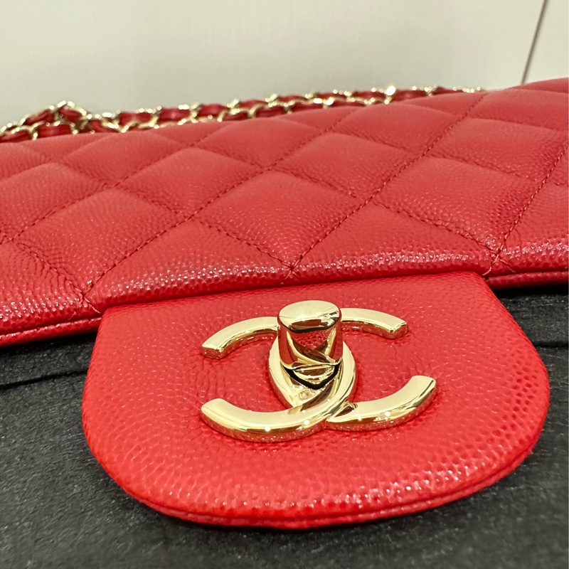 ꧁ Chanel 🖤COCO jumbo手提/肩帶斜背包🤍紅色金扣❤️ ꧂-15