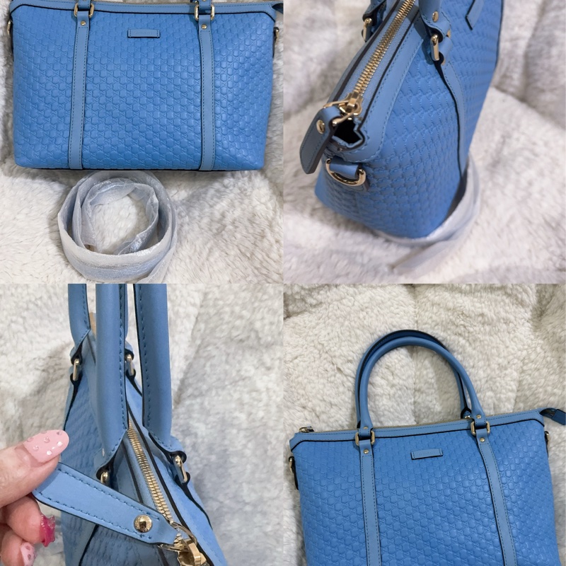 全新Gucci寶寶藍手提肩背包(全真皮)-2