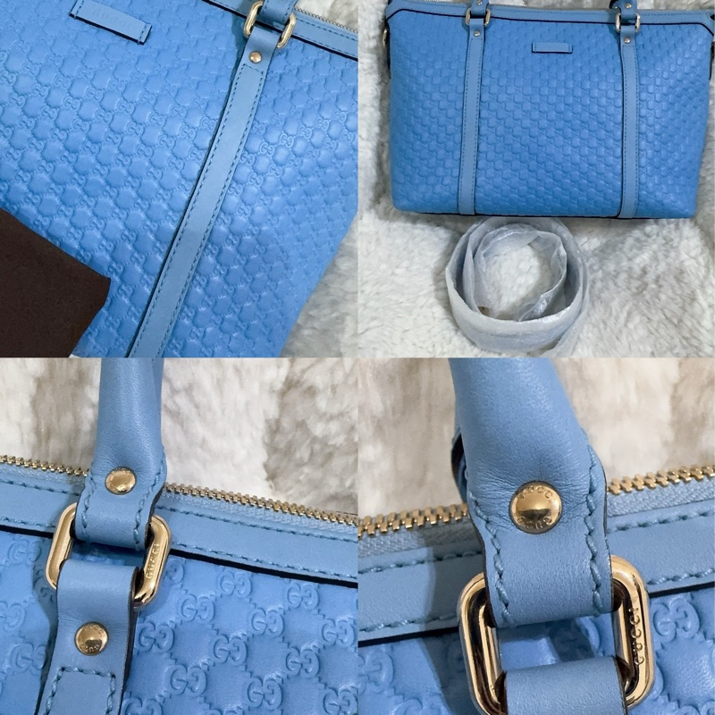 全新Gucci寶寶藍手提肩背包(全真皮)-3