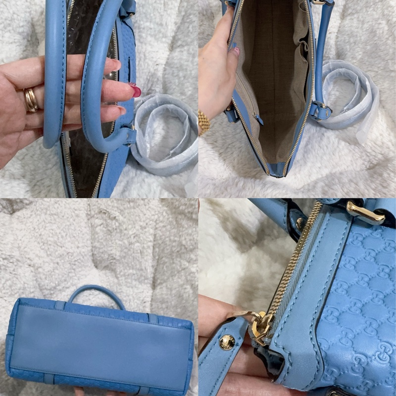全新Gucci寶寶藍手提肩背包(全真皮)-5