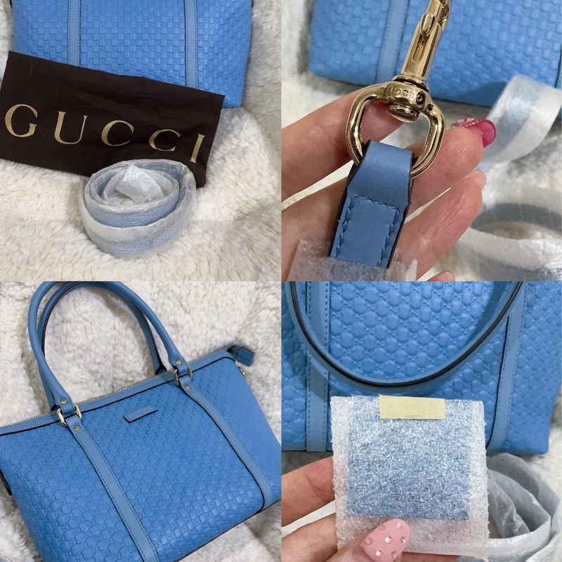 全新Gucci寶寶藍手提肩背包(全真皮)-7