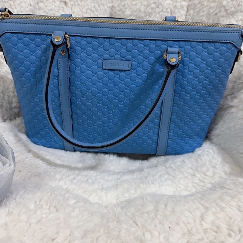 全新Gucci寶寶藍手提肩背包(全真皮)-14