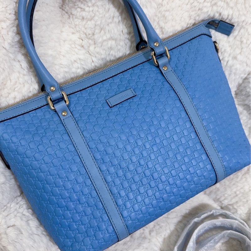 全新Gucci寶寶藍手提肩背包(全真皮)-33