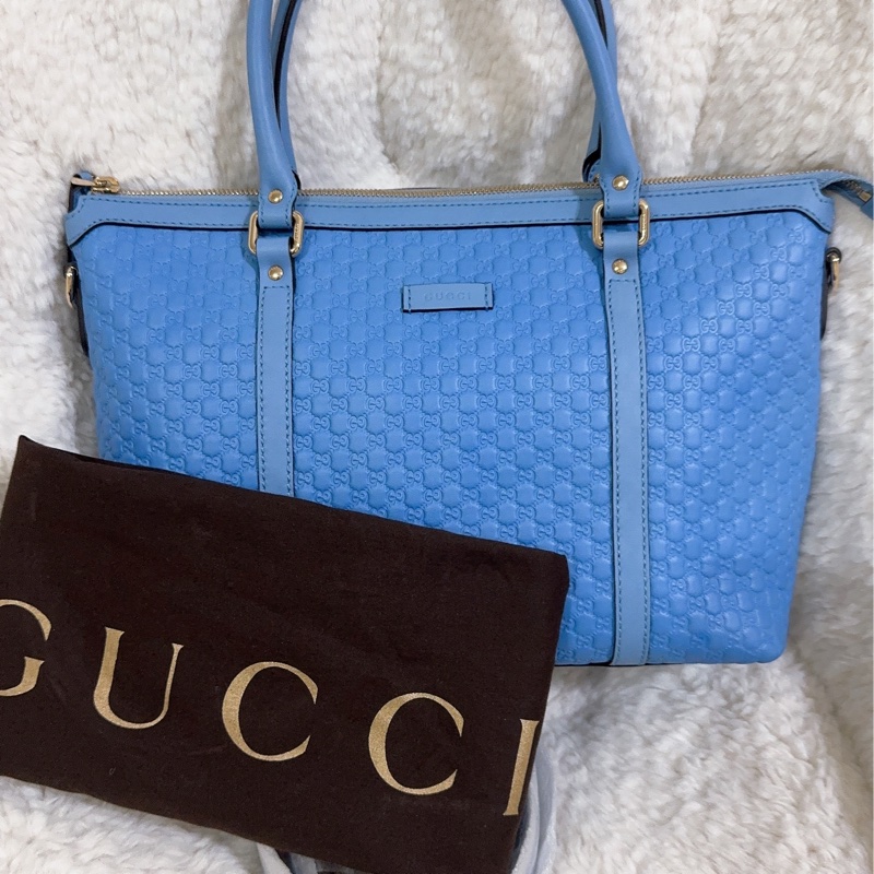 全新Gucci寶寶藍手提肩背包(全真皮)-37