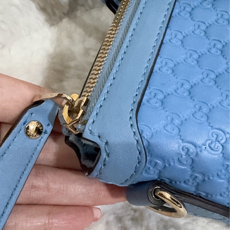 全新Gucci寶寶藍手提肩背包(全真皮)-40